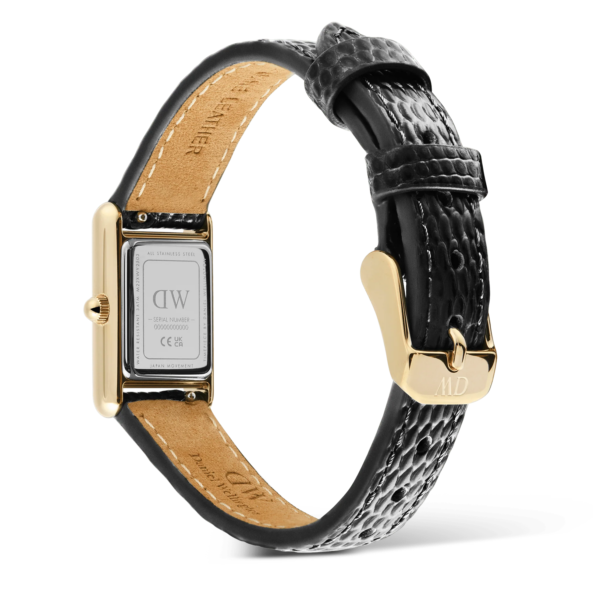 DW BOUND MINI BLACK LIZARD LEATHER LADIES WATCH