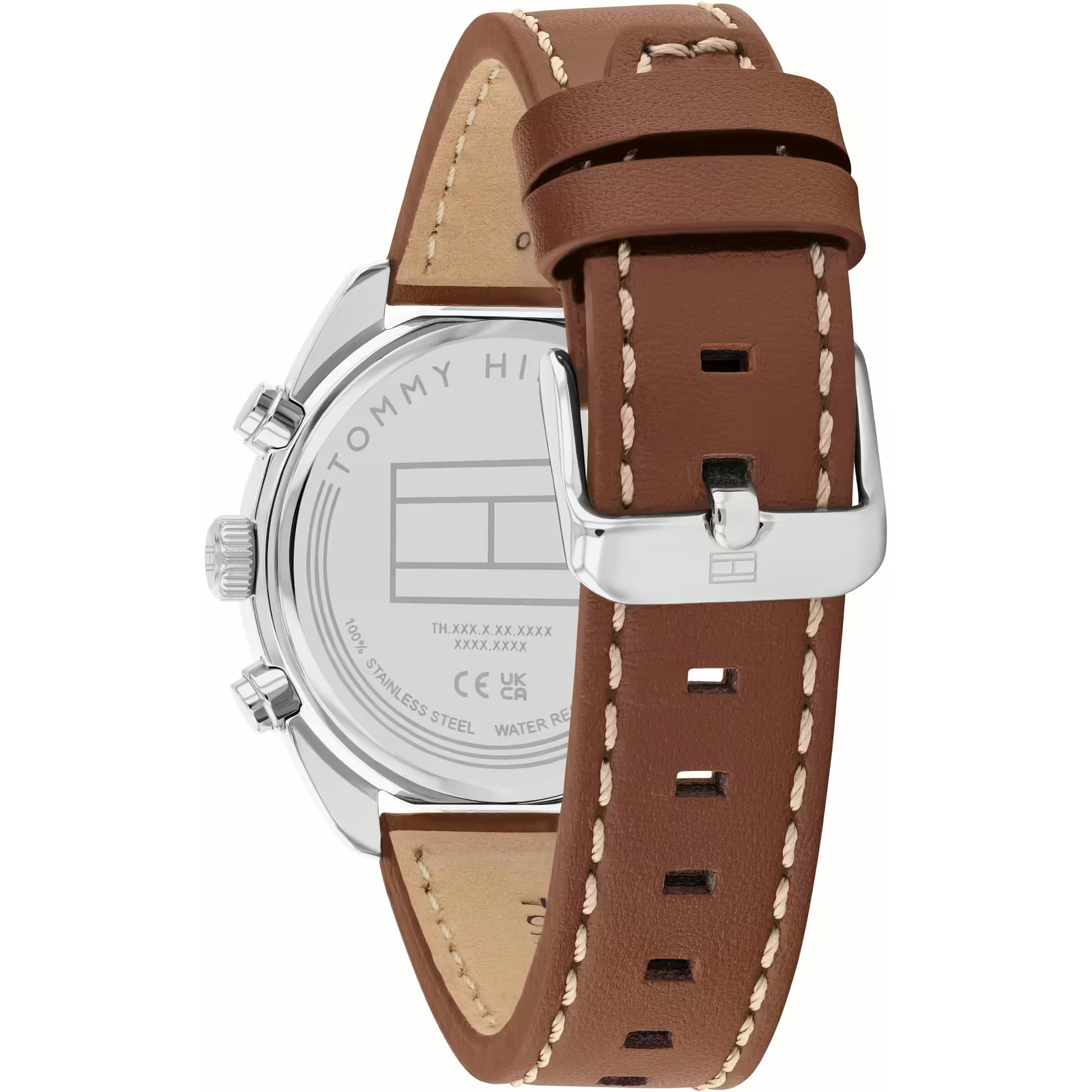TOMMY HILFIGER NAVY CHRONOGRAPH GENTS BROWN LEATHER WATCH