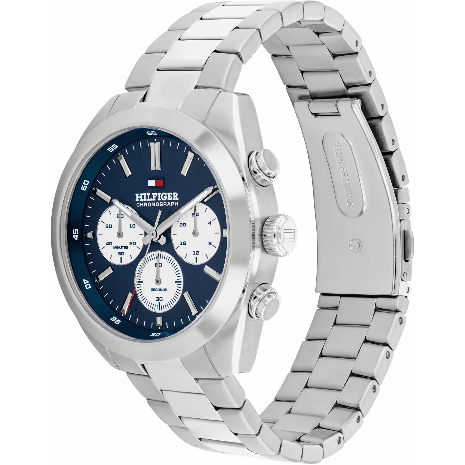 TOMMY HILFIGER BLUE CHRONO GENTS STAINLESS STEEL WATCH