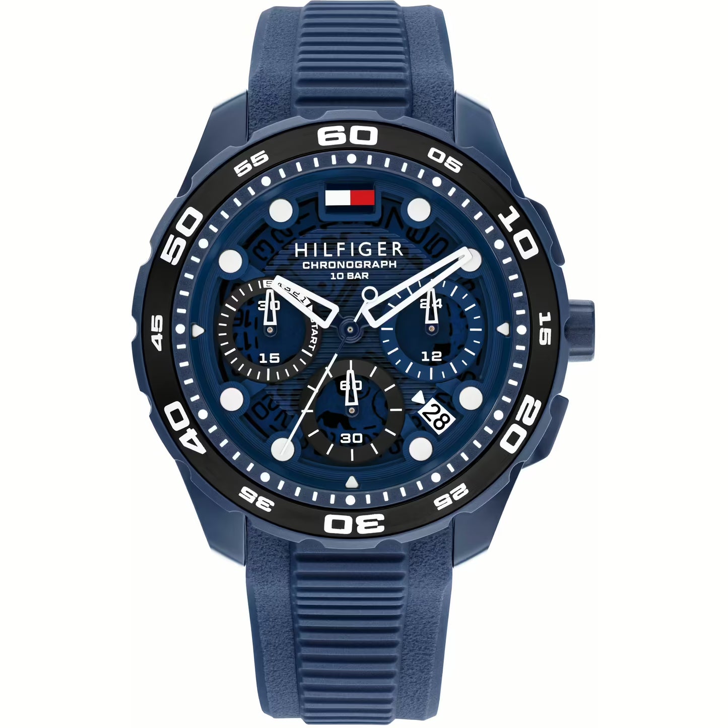 TOMMY HILFIGER CHRONO GENTS BLUE SILICONE WATCH