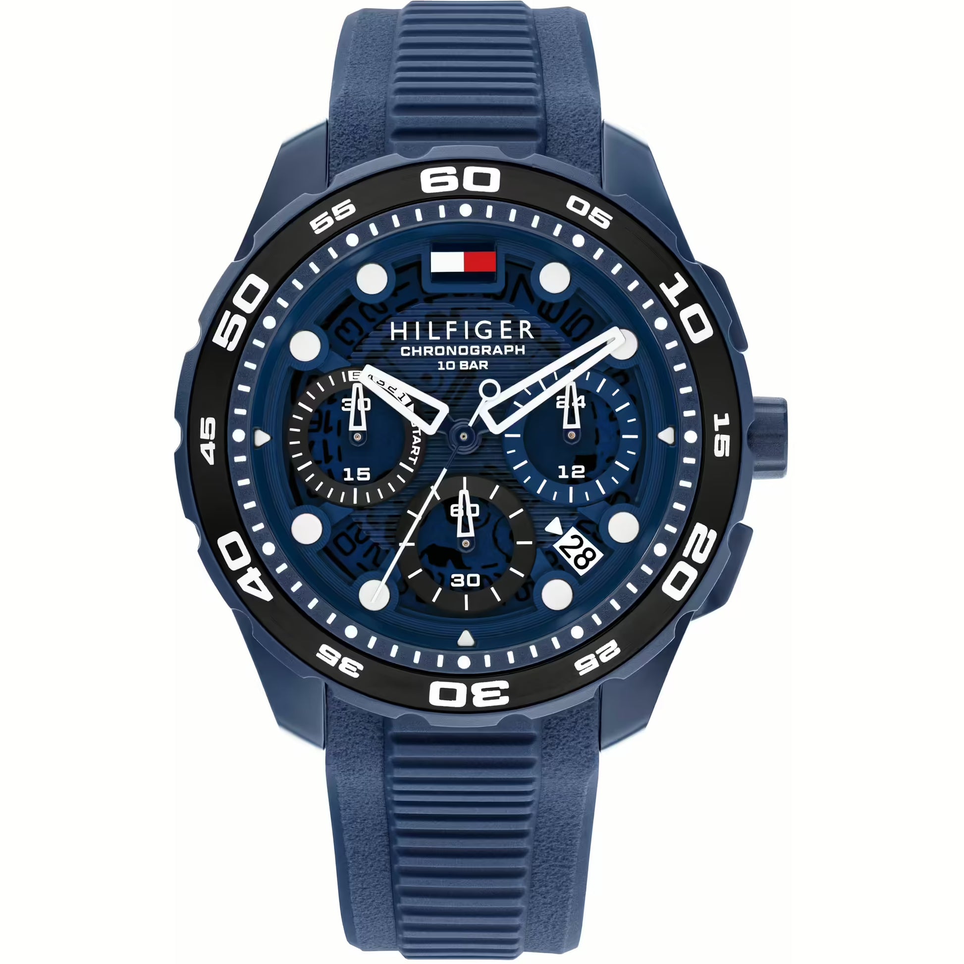 TOMMY HILFIGER CHRONO GENTS BLUE SILICONE WATCH