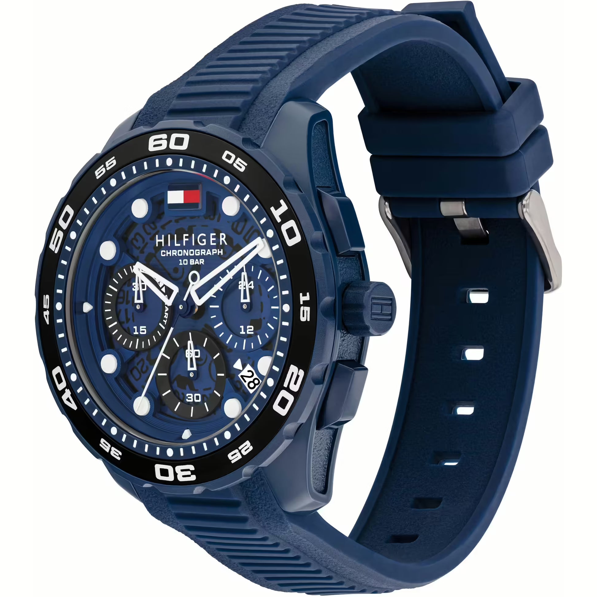 TOMMY HILFIGER CHRONO GENTS BLUE SILICONE WATCH
