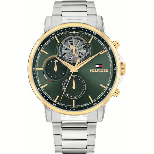 TOMMY HILFIGER GREEN CHRONO GENTS STAINLESS STEEL WATCH