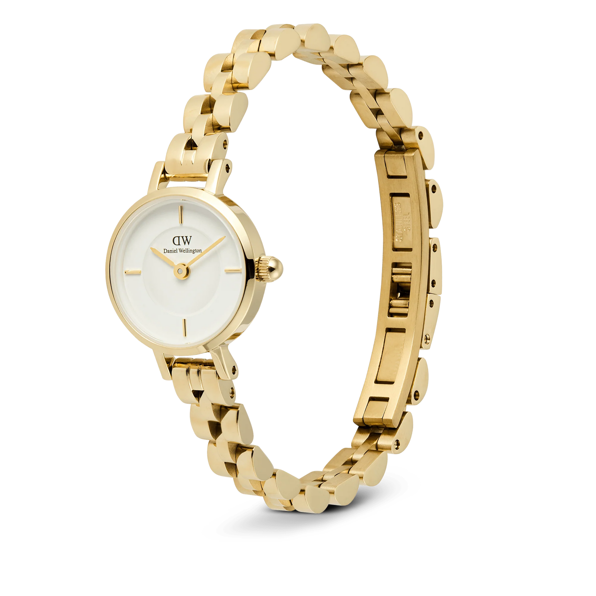 Daniel Wellington Petite Mini Arch 3-link White Gold Dial Ladies Gold Stainless Steel Watch
