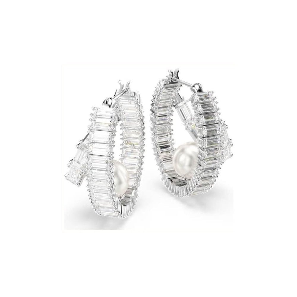 x Ariana Grande Swarovski Zirconia and Pearl Hoop Earrings