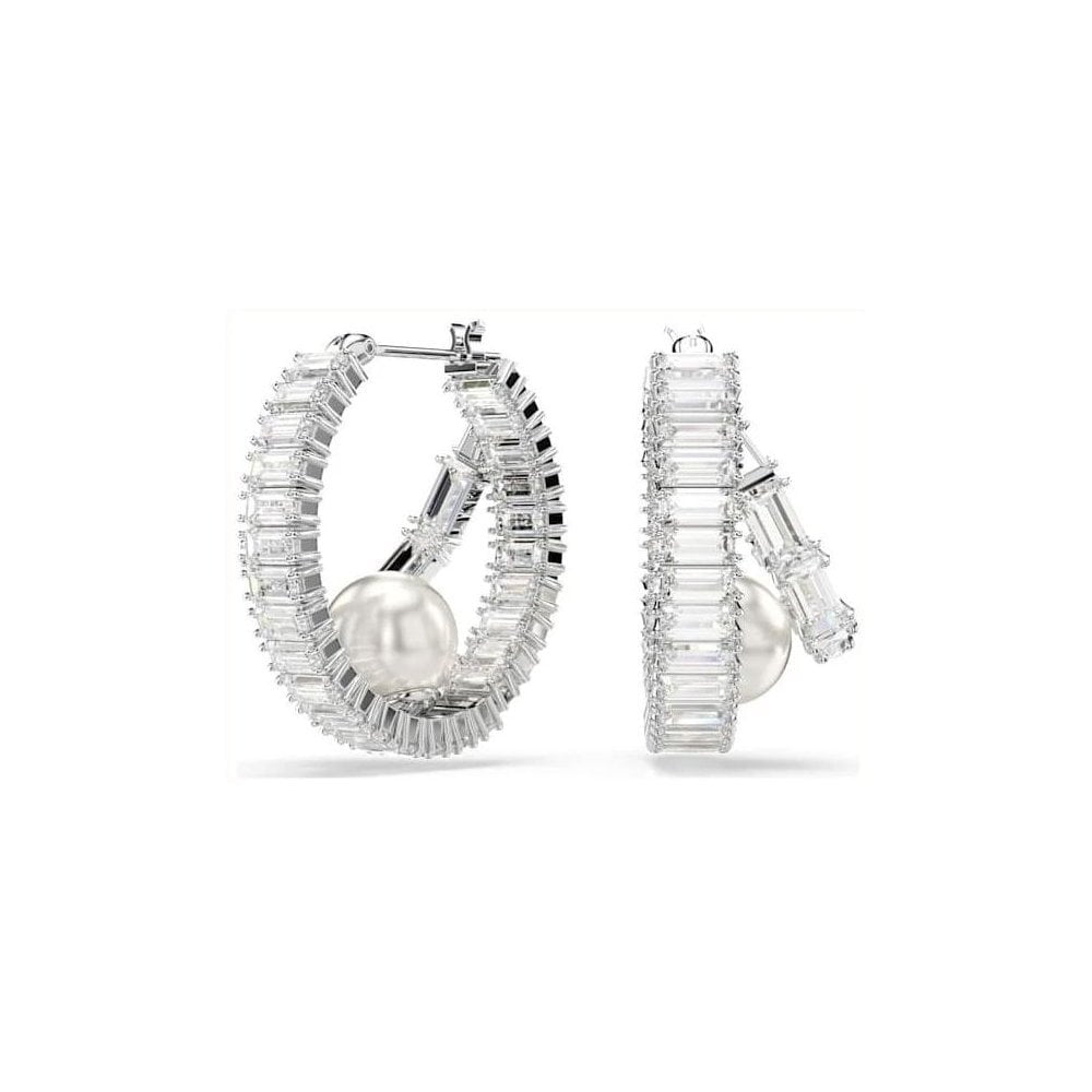 x Ariana Grande Swarovski Zirconia and Pearl Hoop Earrings